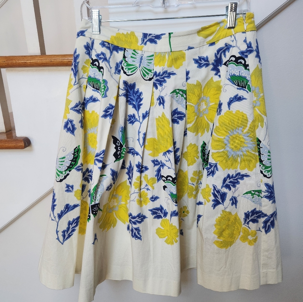 RSVP By Talbots Off-White Floral Pleated Midi Skirt size 4